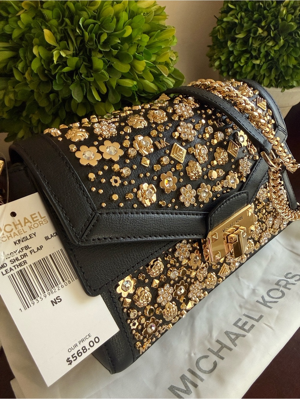 MICHAEL KORS KINSLEY ✨LIMITED EDITION ✨ MEDIUM SHOULDER FLAP BLACK BAG 🌟NWT🌟 - Picture 9 of 17